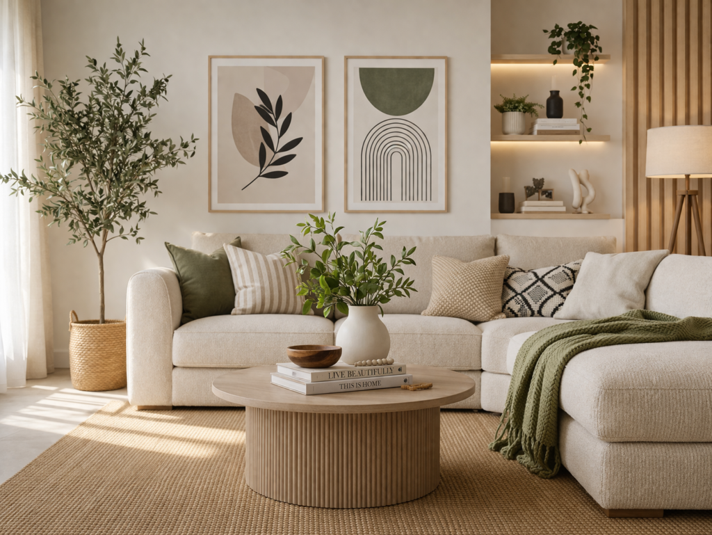 cozy scandinavian boho living room